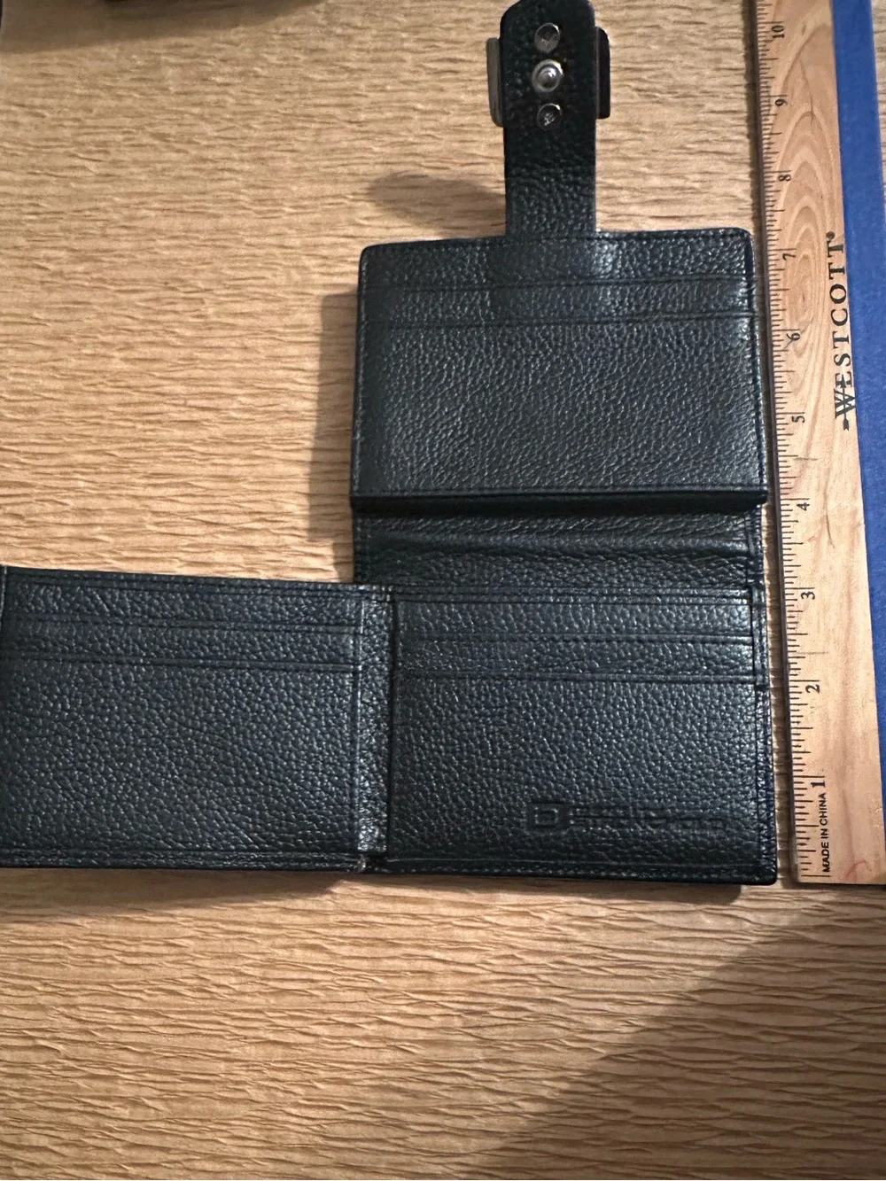 Identity Stronghold Black Leather Wallet with Silver Buckle